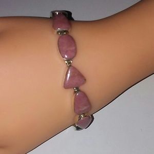 Sterling silver bracelet with pink stones